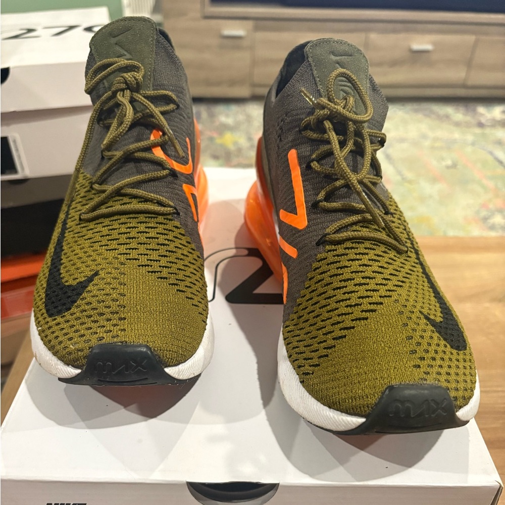 Nike Air Max 270 Flyknit Olive Khaki Sneakers